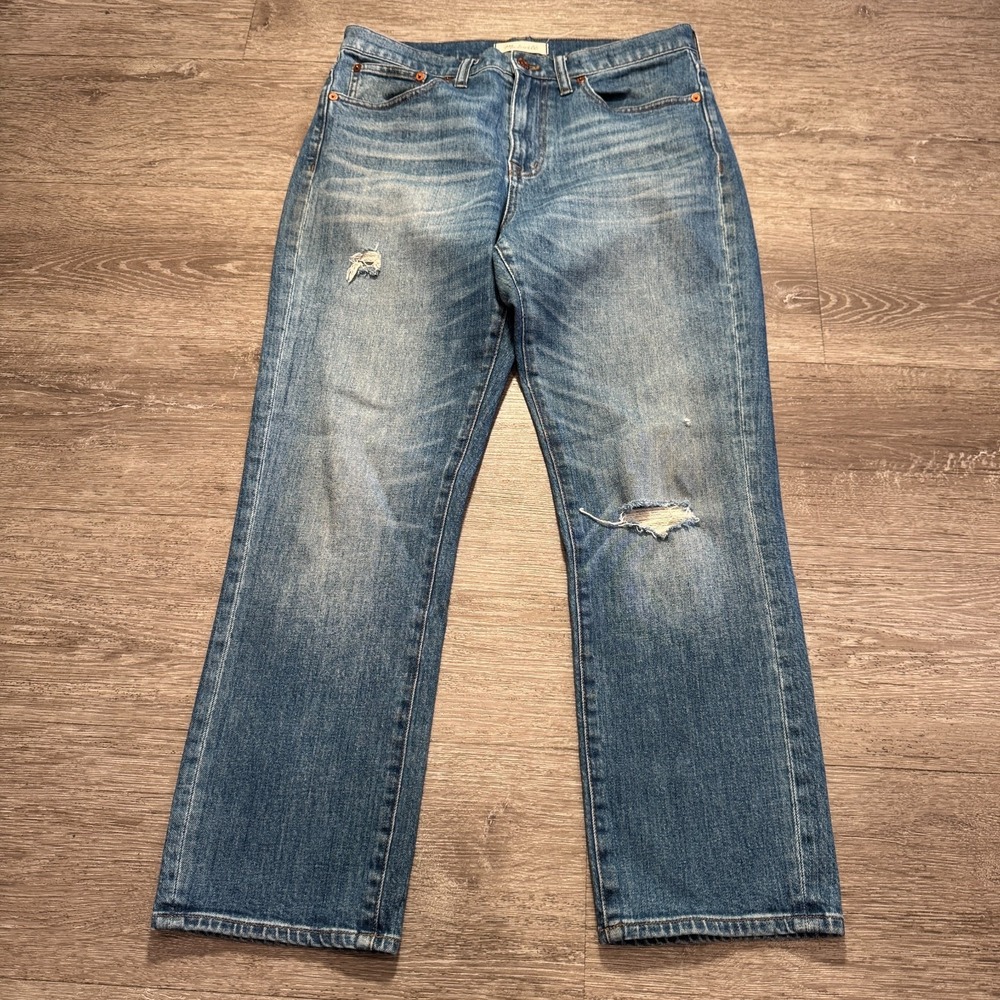 Madewell Jeans Womens 29 Blue‎ Denim Straight Crop 29x26 Cotton Faded Distressed